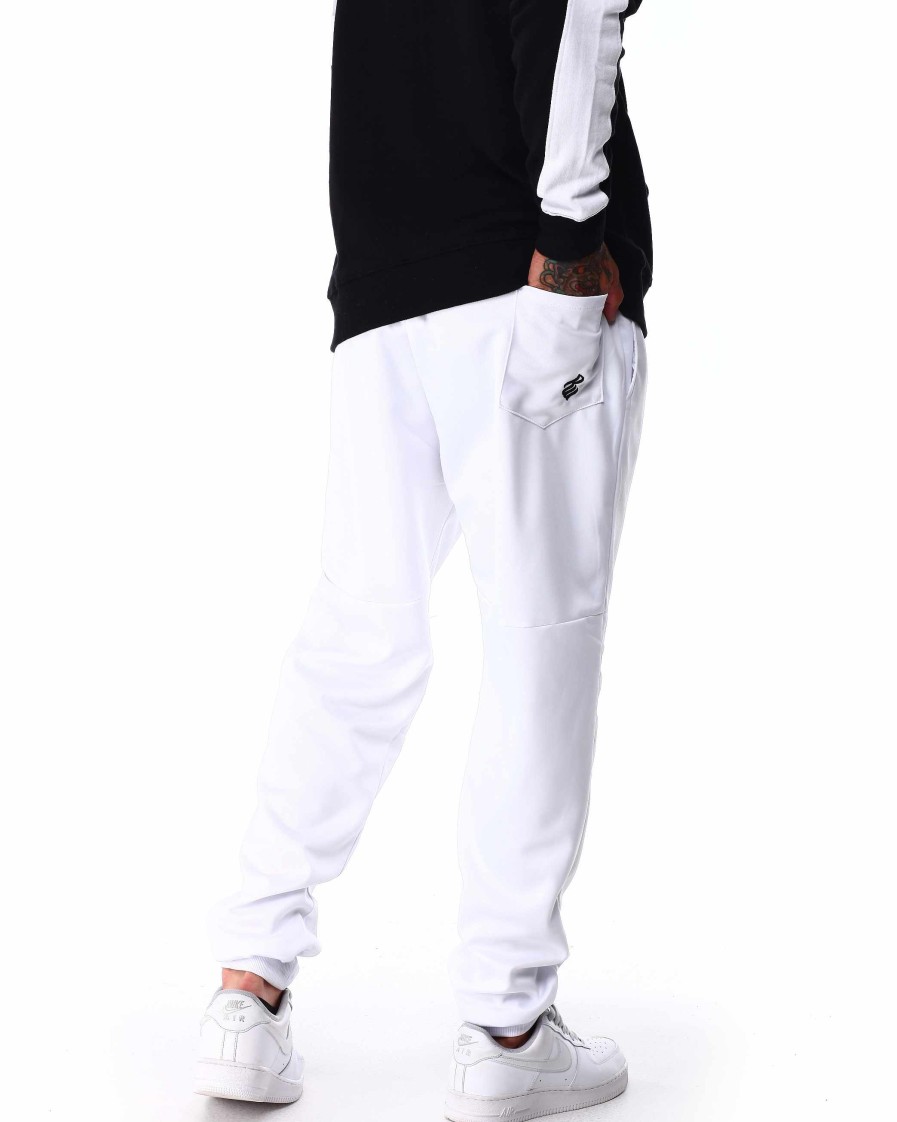 Men Rocawear Cargo Pants | Cut & Sew Fleece Jogger White