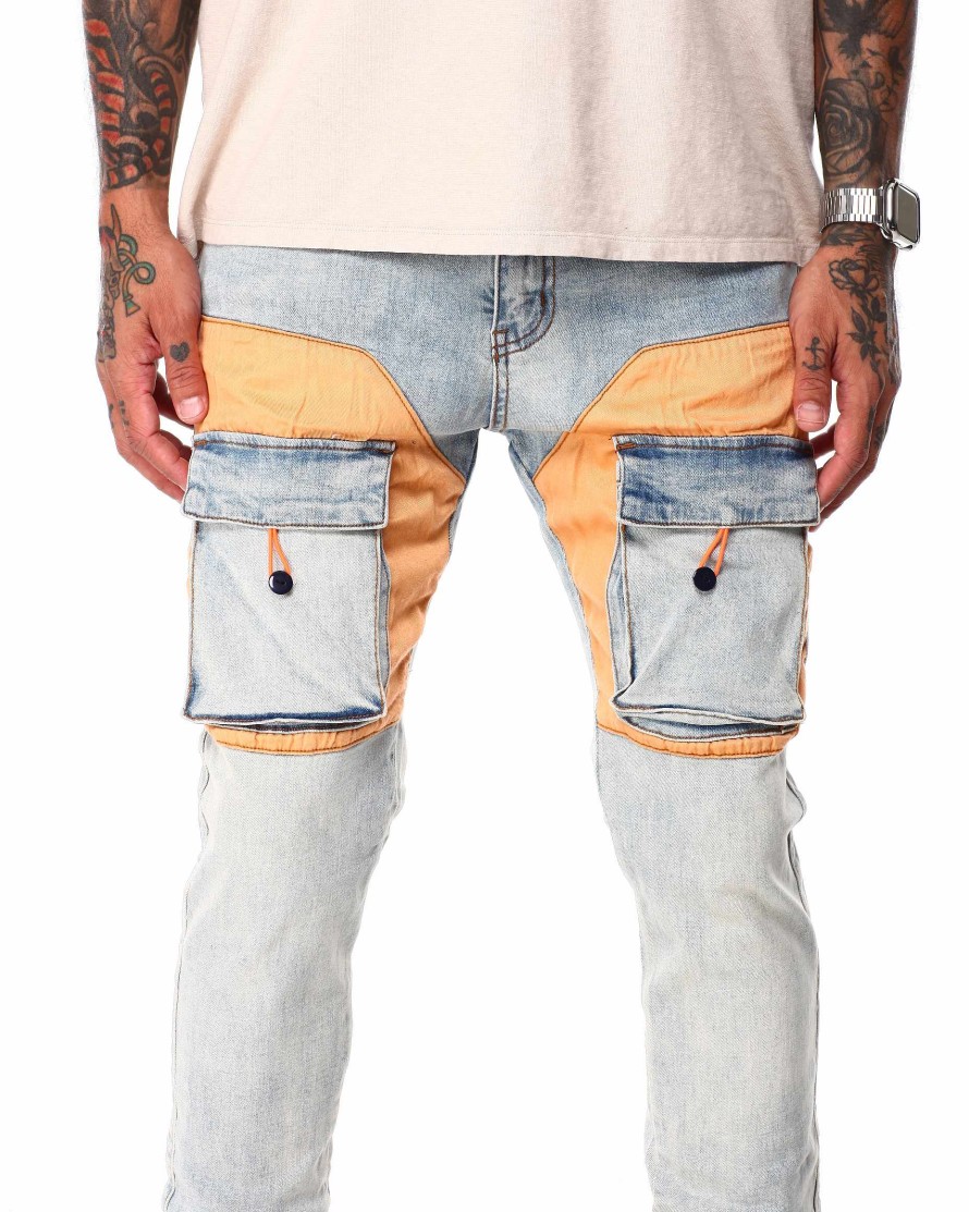 Men RUNAWAY LOS ANGELES Cargo Pants | Chapo Cargos Jeans Light Blue