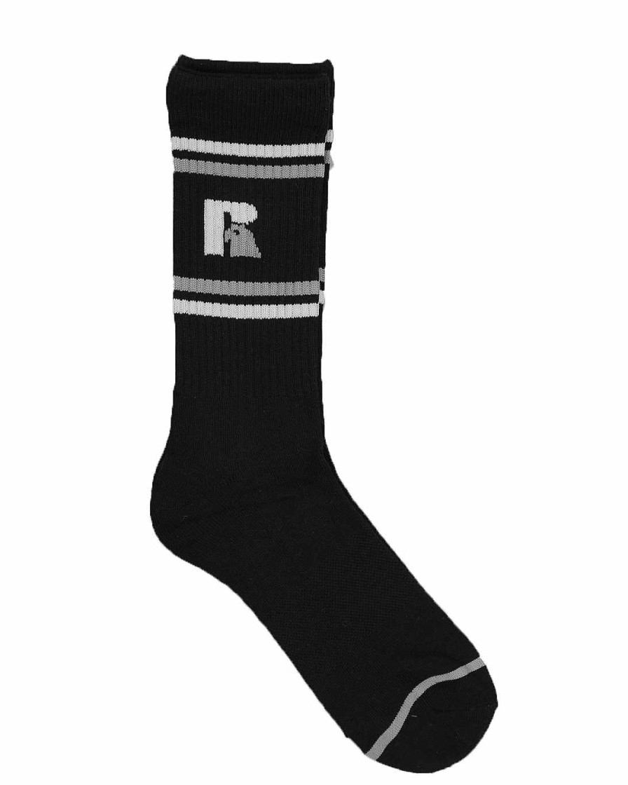 Men Russell Athletics Socks | 6Pk Miller Crew Socks White/Black