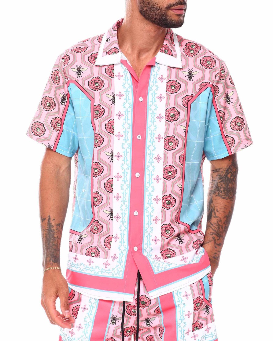 Men Reason Button Downs | Views S/S Shirt Pink