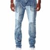 Men Reason Cargo Pants | Hughes Multi Patch Frayed Denim Jean Blue