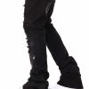 Men Rebel Cargo Pants | Stacked Fit Denim Pants Black