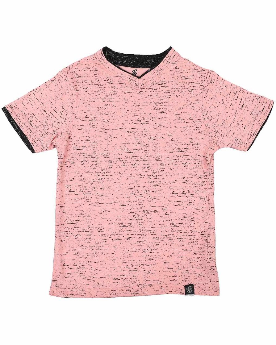 Boys Rocawear Tees | Printed Contrast V-Neck Tee Pink