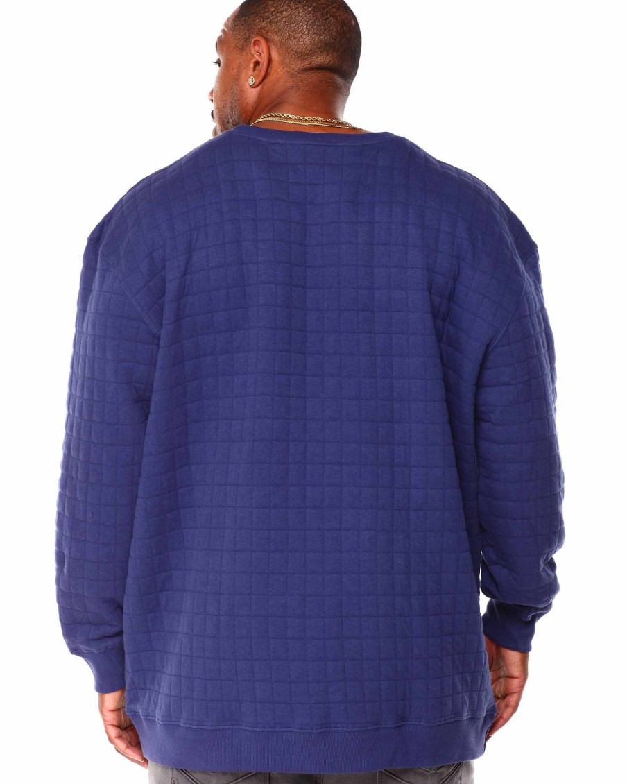 Men Russell Athletics Big & Tall | Quilted Crewneck With Embroidered Logo Blue