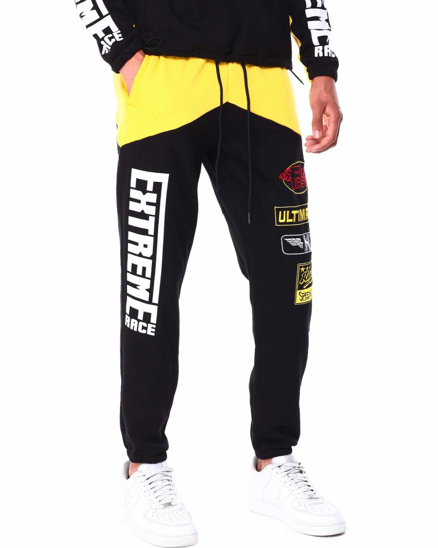 Men Rebel Sweatpants | Fleece Racing Sweat Pants Gold