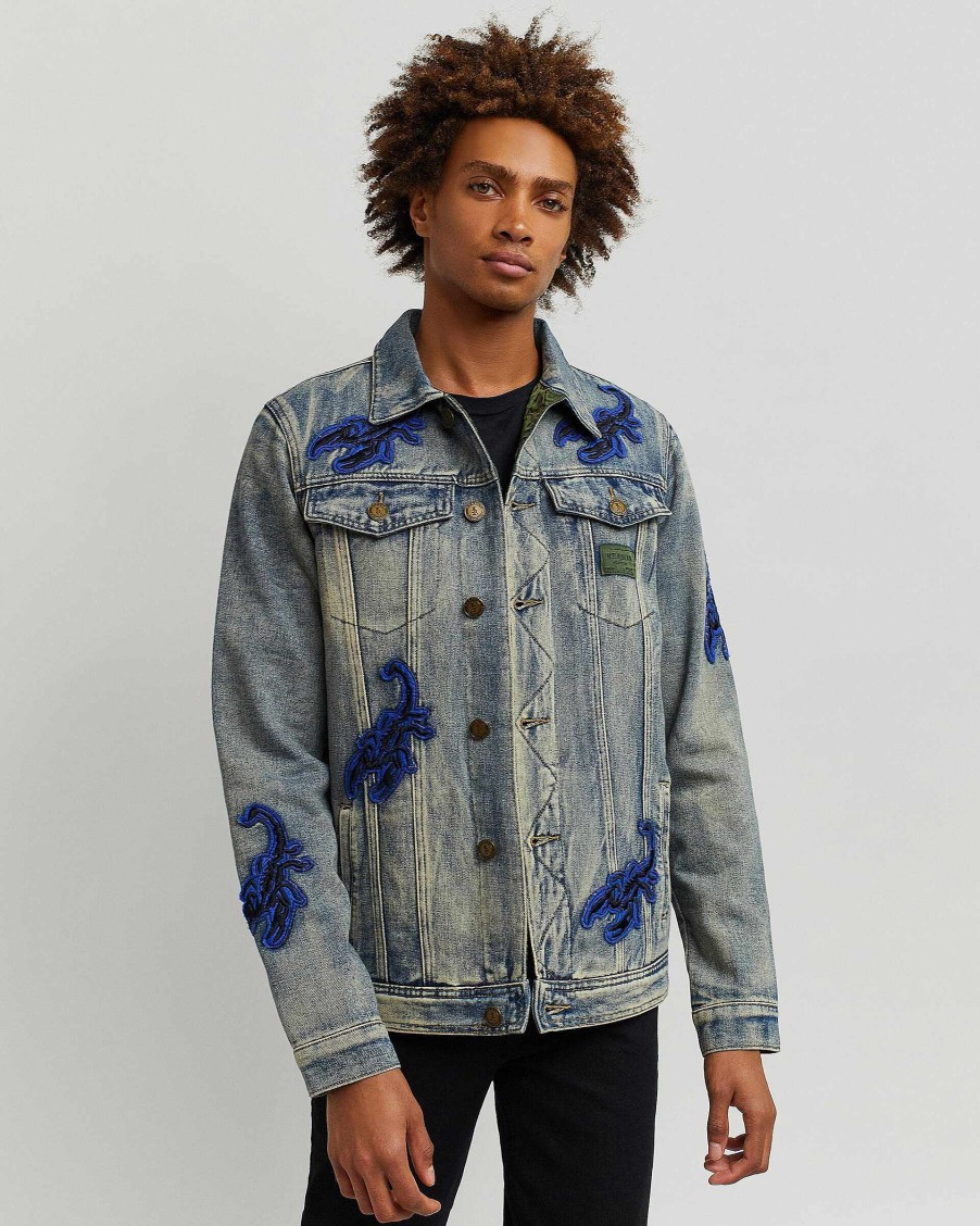 Men Reason Denim | Scorpion Denim Jacket Multi