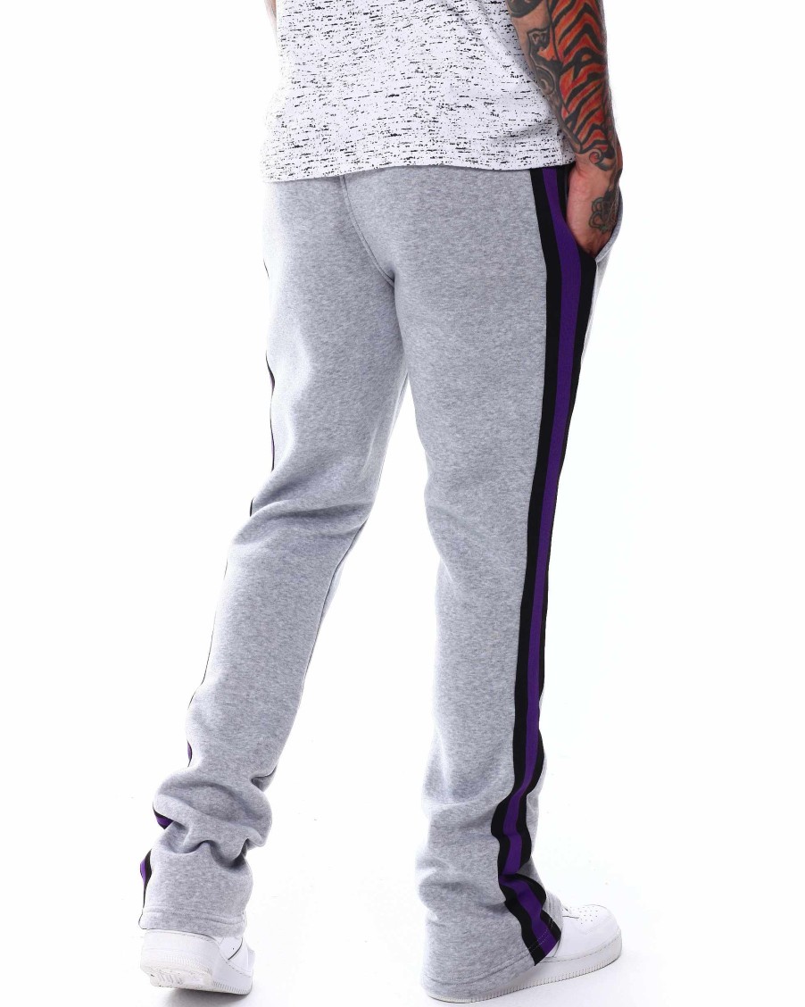 Men Rebel Minds Cargo Pants | Side Tape Stacked Fit Fleece Pant Heather Grey