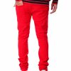 Men Rebel Minds Cargo Pants | Slim Fit Twill Pants Red