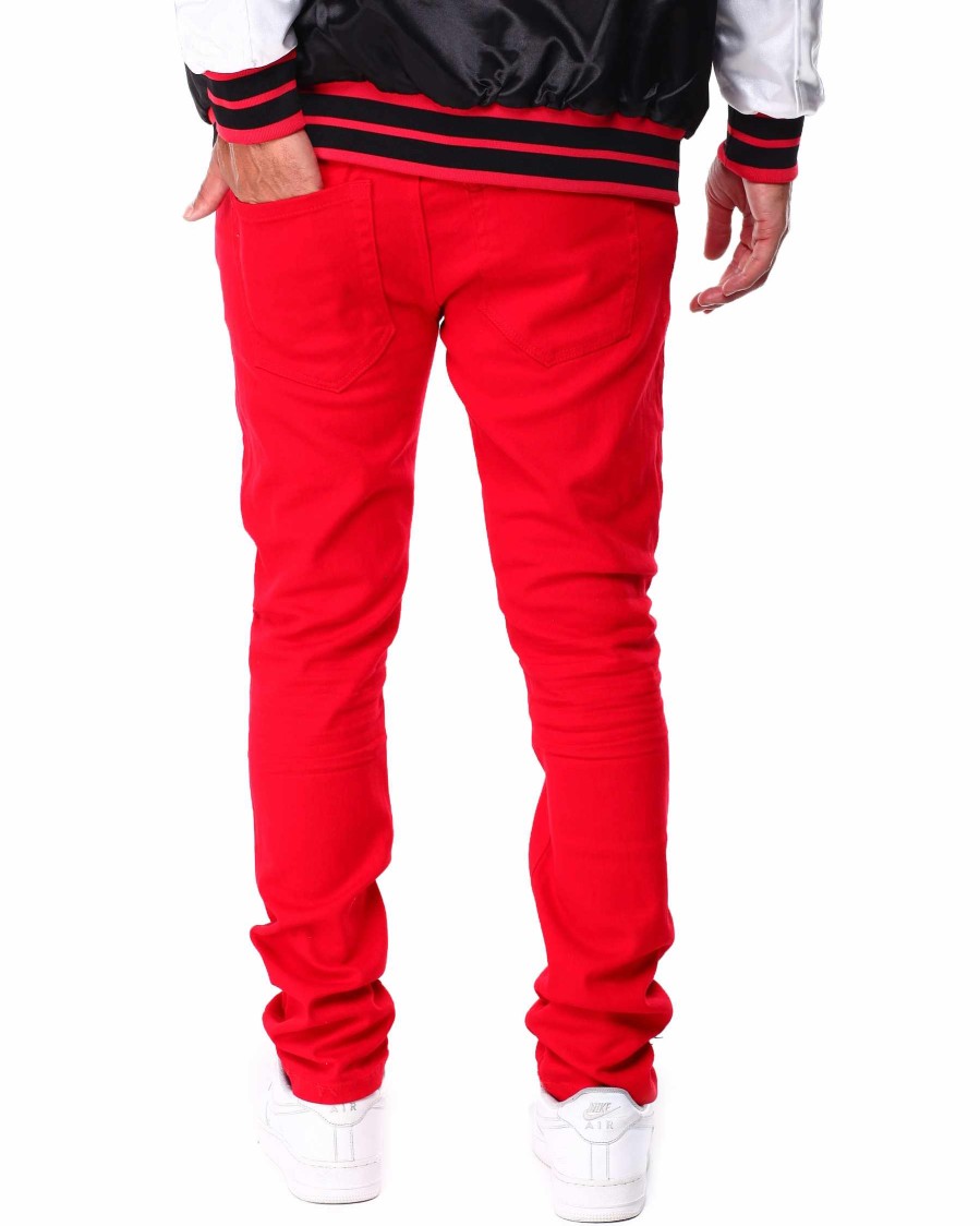 Men Rebel Minds Cargo Pants | Slim Fit Twill Pants Red