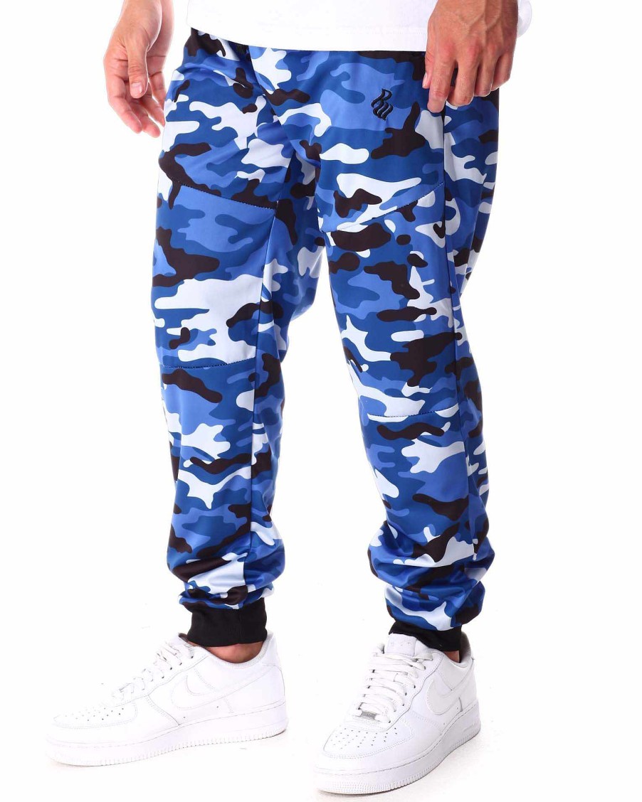 Men Rocawear Joggers | Camo Tech Fleece Jogger Pant Blue