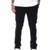 Men Rebel Minds Cargo Pants | Side Tape Stacked Fit Fleece Pant Black