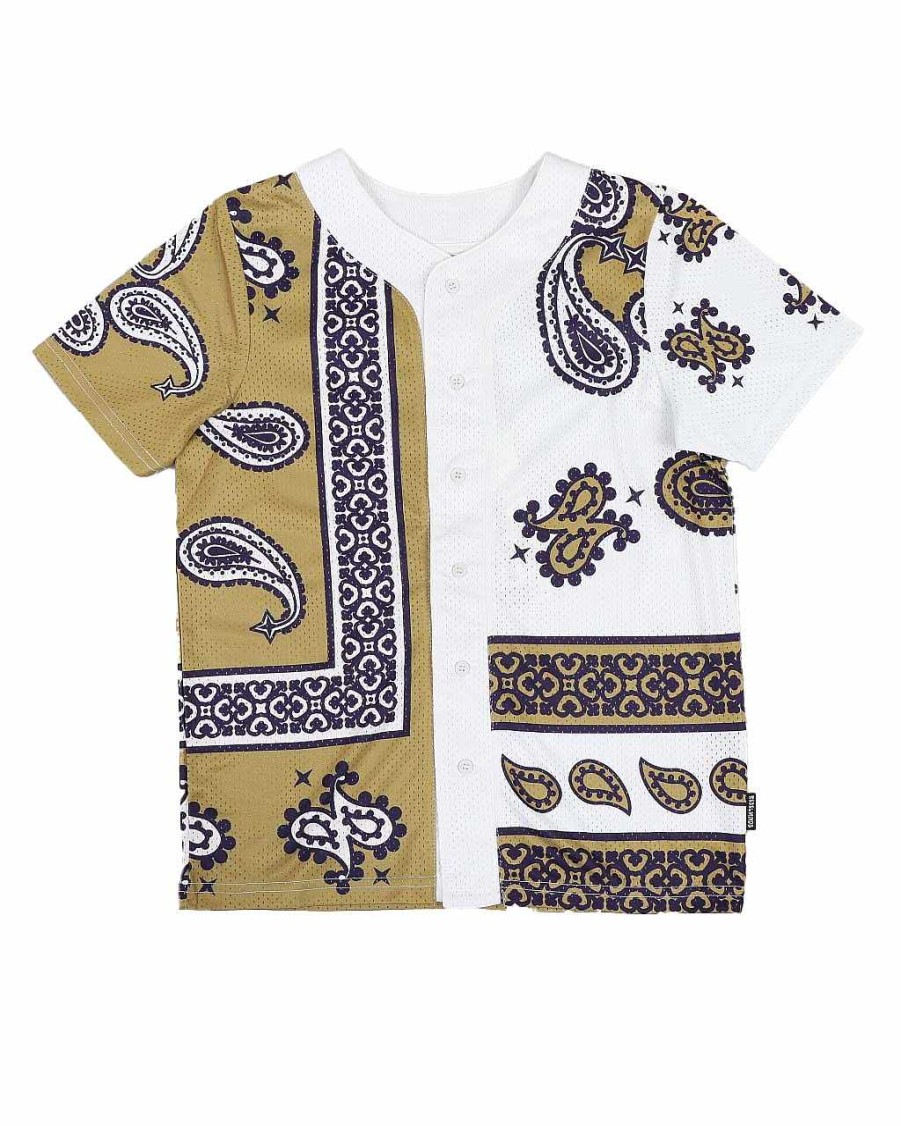 Boys Rebel Minds Tees | Paisley Print Mesh Baseball Jersey Brown,Multi