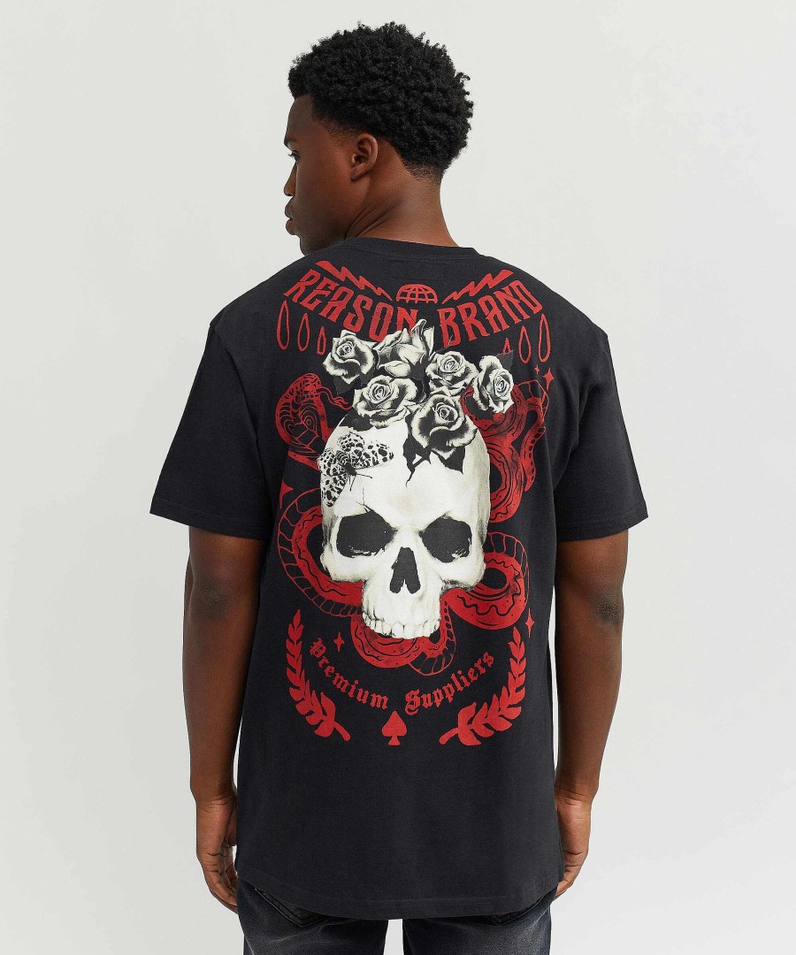 Men Reason Tees | Tattoo Skull Roses Tee Black