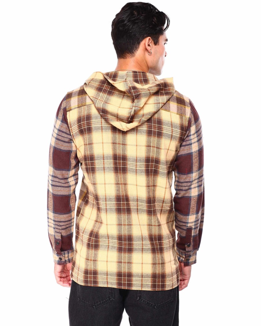 Men Reason Button Downs | Scorpion Hooded Flannel Shirt Brown