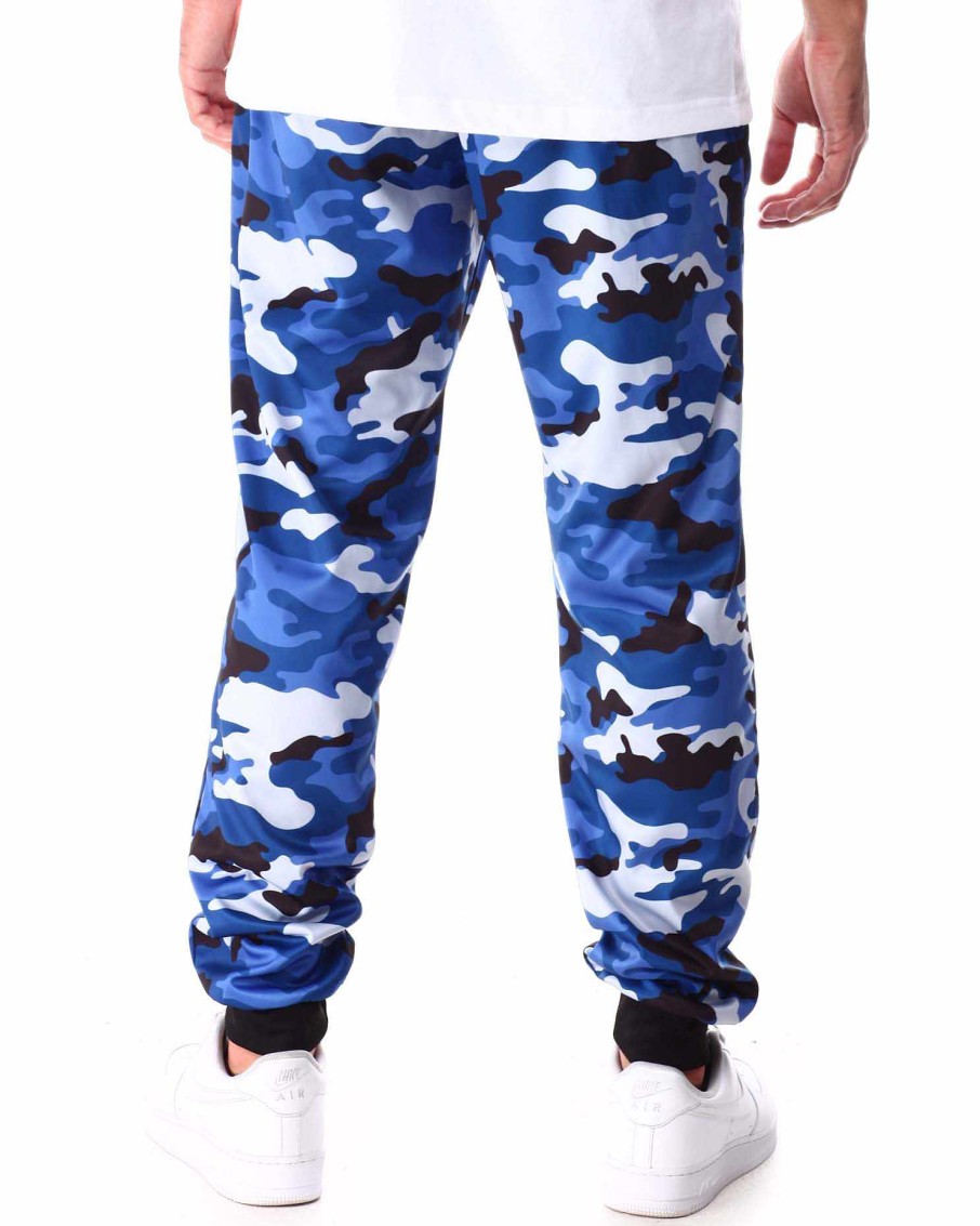 Men Rocawear Cargo Pants | Camo Tech Fleece Jogger Pant Blue