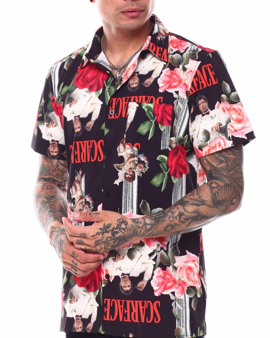 Men Reason Button Downs | Scarface Cherub Shirt Black