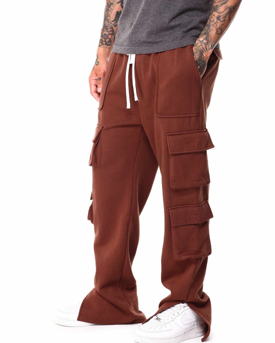 Men Reason Sweatpants | Regiment Semi Stacked Fleece Pant Brown