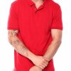 Men Rocawear Polos | S/S Contrast Color Trim Polo Shirt Red