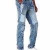 Men Reason Jeans | Hughes Multi Patch Frayed Denim Jean Blue