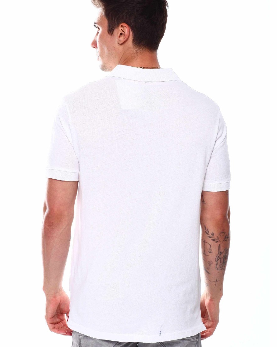 Men Rocawear Polos | S/S Contrast Color Trim Polo Shirt White