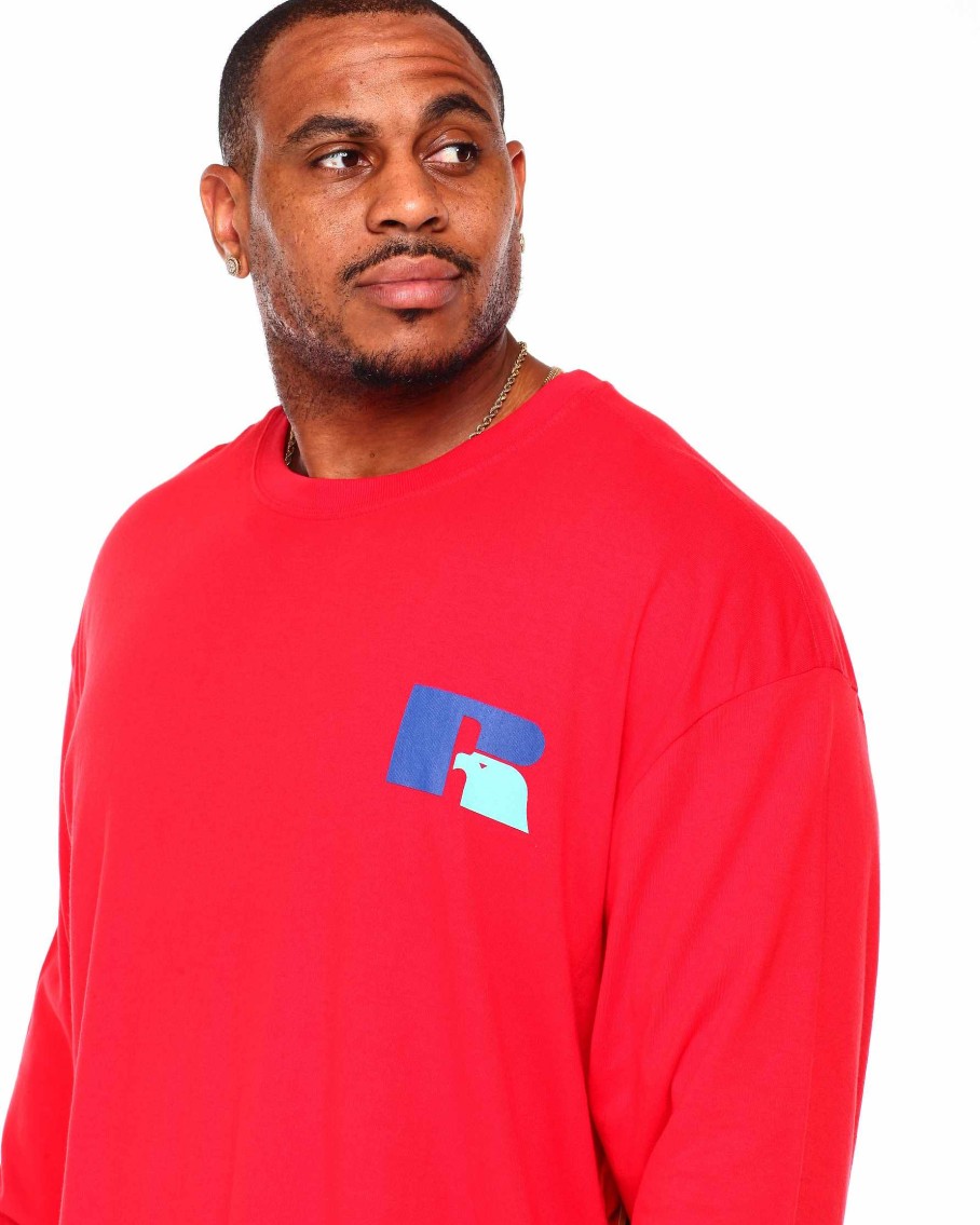 Men Russell Athletics Big & Tall | Long Sleeve Screen T-Shirt Red