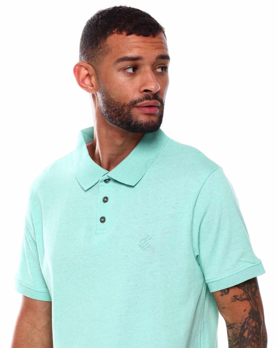 Men Rocawear Polos | S/S Contrast Color Trim Polo Shirt Mint