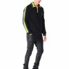 Men Rebel Minds Light Jackets | Side Tape Half Zip Fleece Mock Neck Black