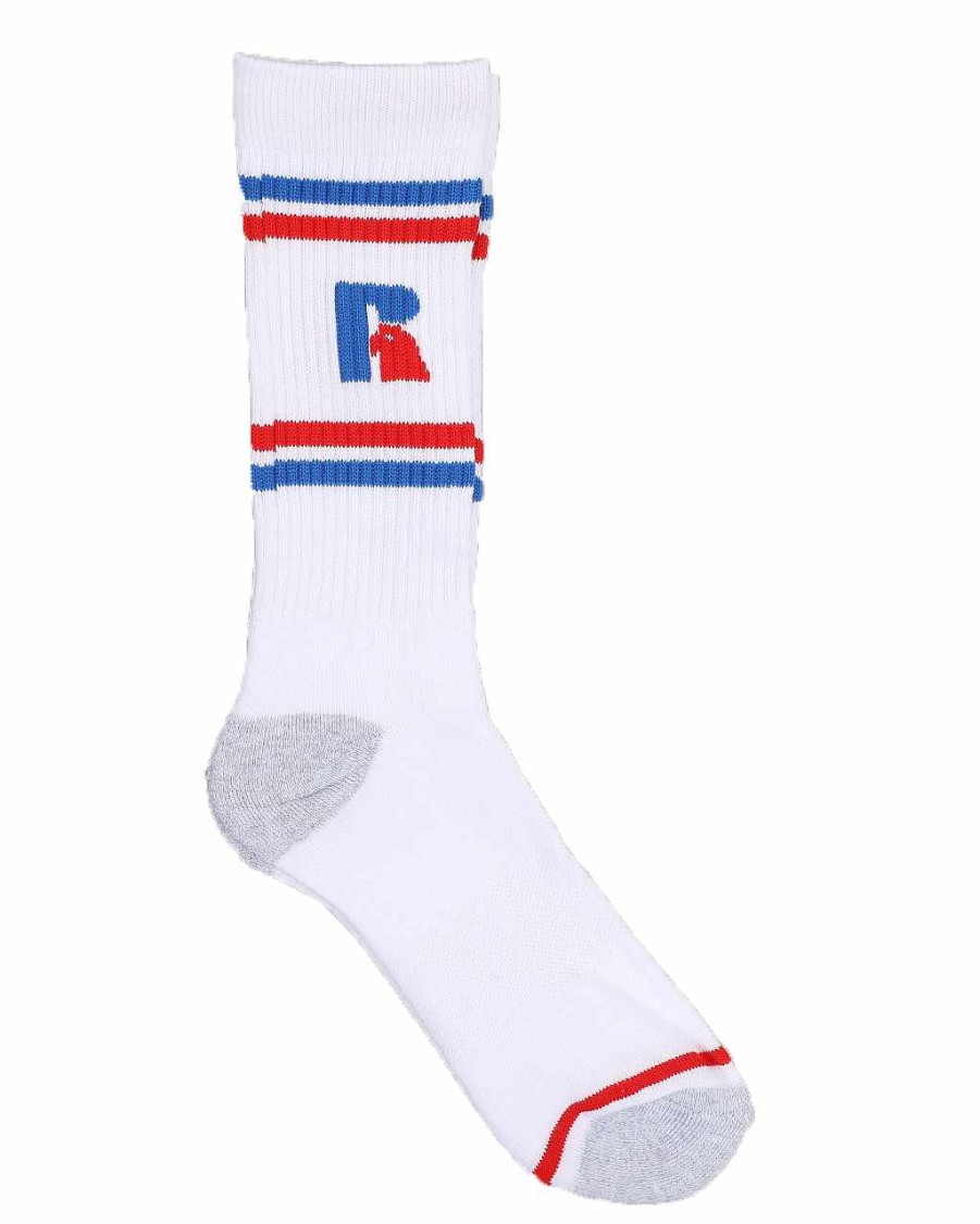 Men Russell Athletics Socks | 6Pk Miller Crew Socks White/Black