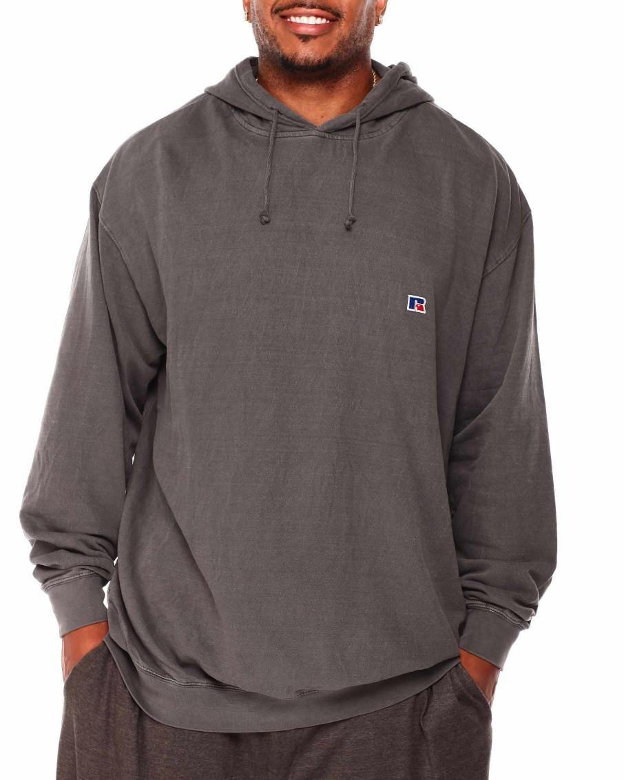 Big Tall Russell Athletics Hoodies | French Terry Pullover Hoodie Charcoal