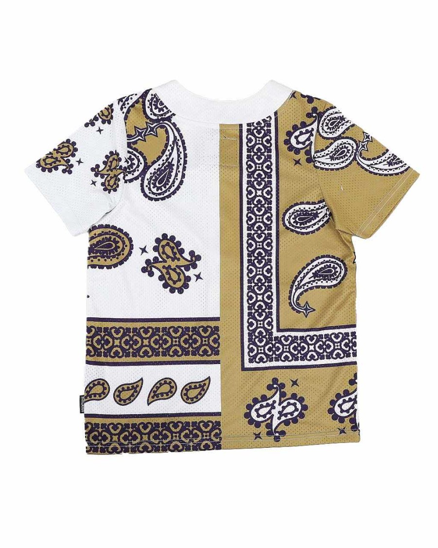 Boys Rebel Minds Tees | Paisley Print Mesh Baseball Jersey Brown,Multi