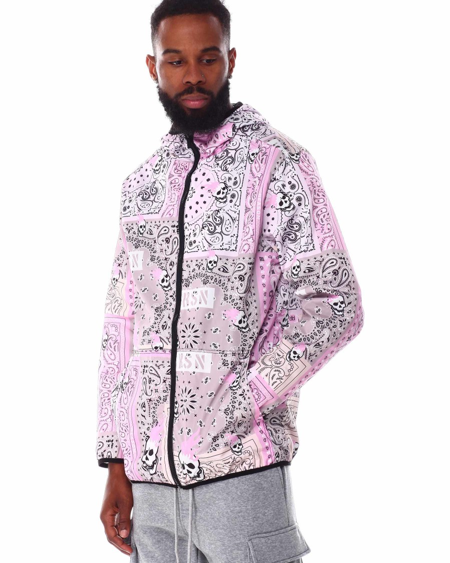 Men Reason Light Jackets | Paisley Full Zip Jacket Pink