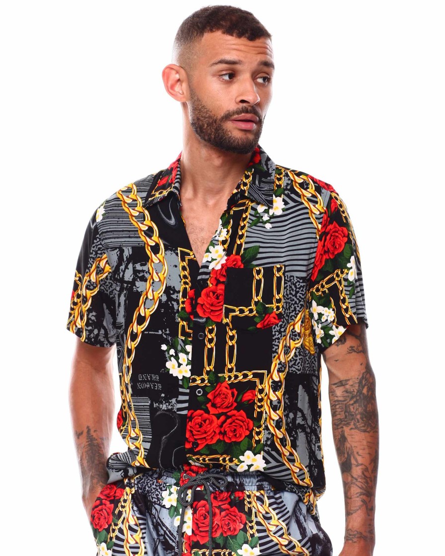 Men Reason Button Downs | Gold Digging S/S Shirt Black