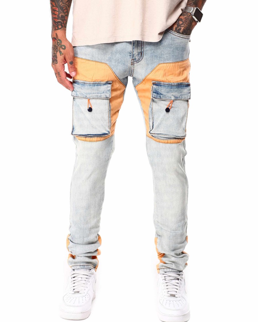 Men RUNAWAY LOS ANGELES Cargo Pants | Chapo Cargos Jeans Light Blue