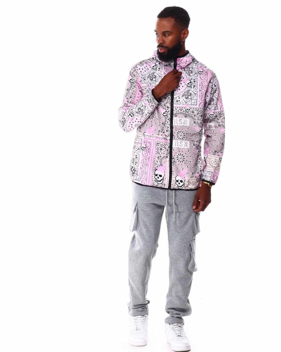 Men Reason Light Jackets | Paisley Full Zip Jacket Pink