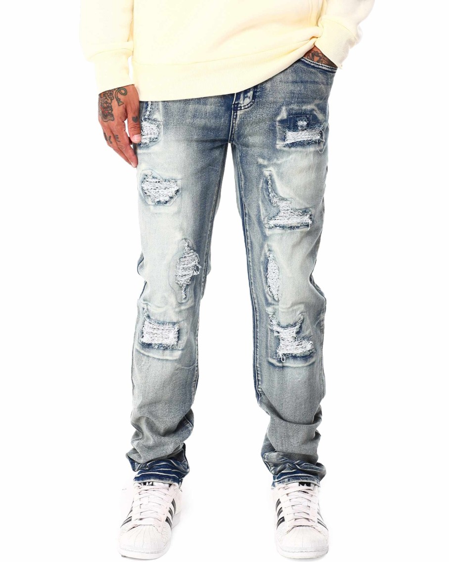 Men Reason Cargo Pants | Matthew Denim Jeans Blue