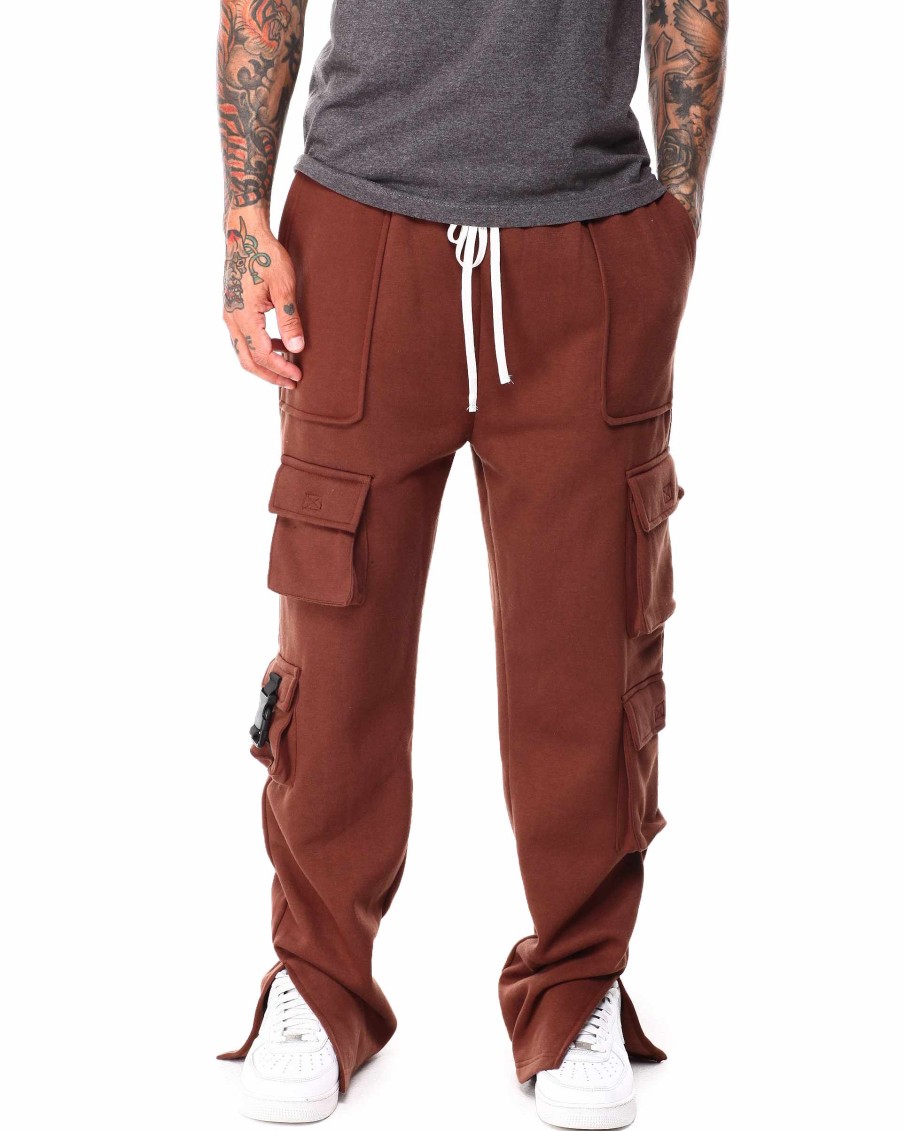 Men Reason Cargo Pants | Regiment Semi Stacked Fleece Pant Brown