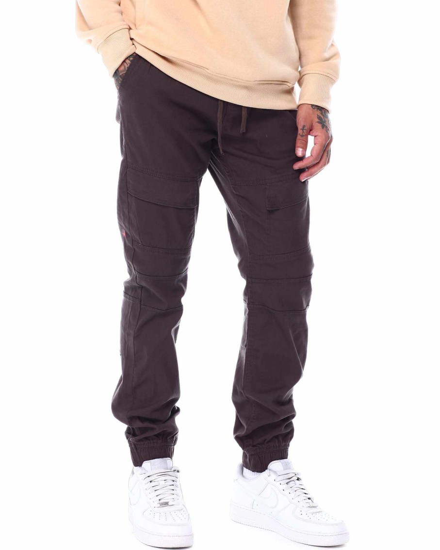 Men Rocawear Cargo Pants | Cut & Sew Twill Jogger Pants Charcoal