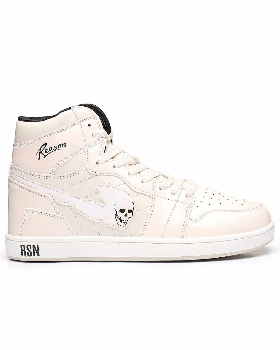 Men Reason Sneakers | Flaming Skull Sneakers Cream