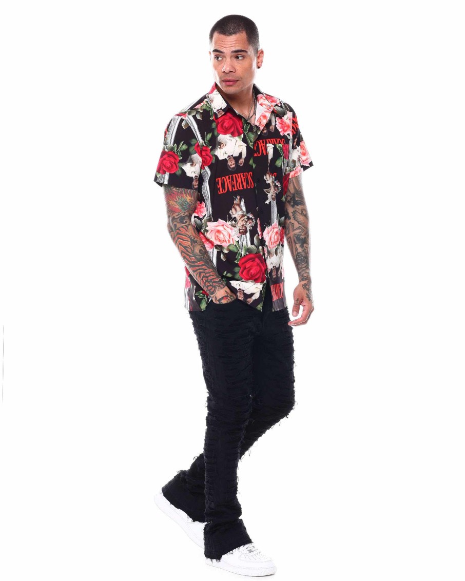 Men Reason Button Downs | Scarface Cherub Shirt Black