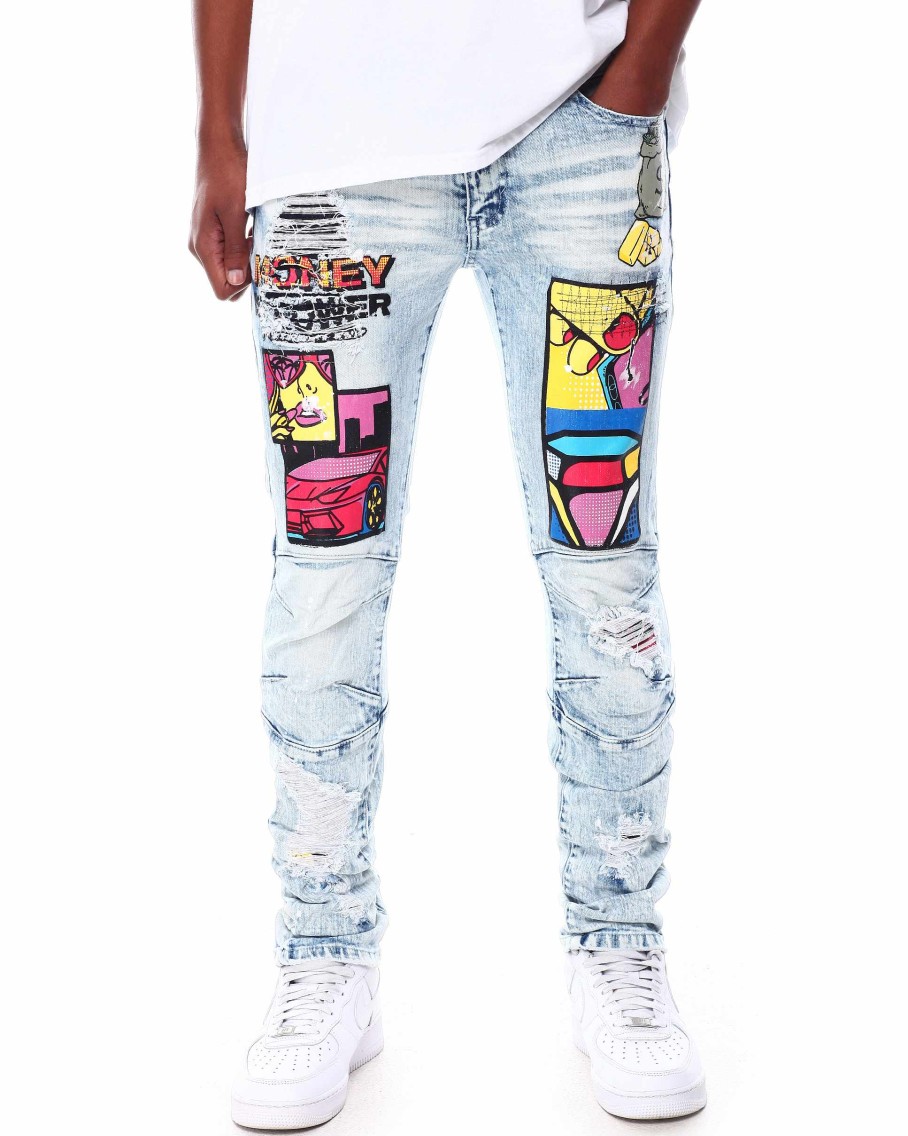 Men Reason Cargo Pants | Money Is Power Denim Jeans Multi