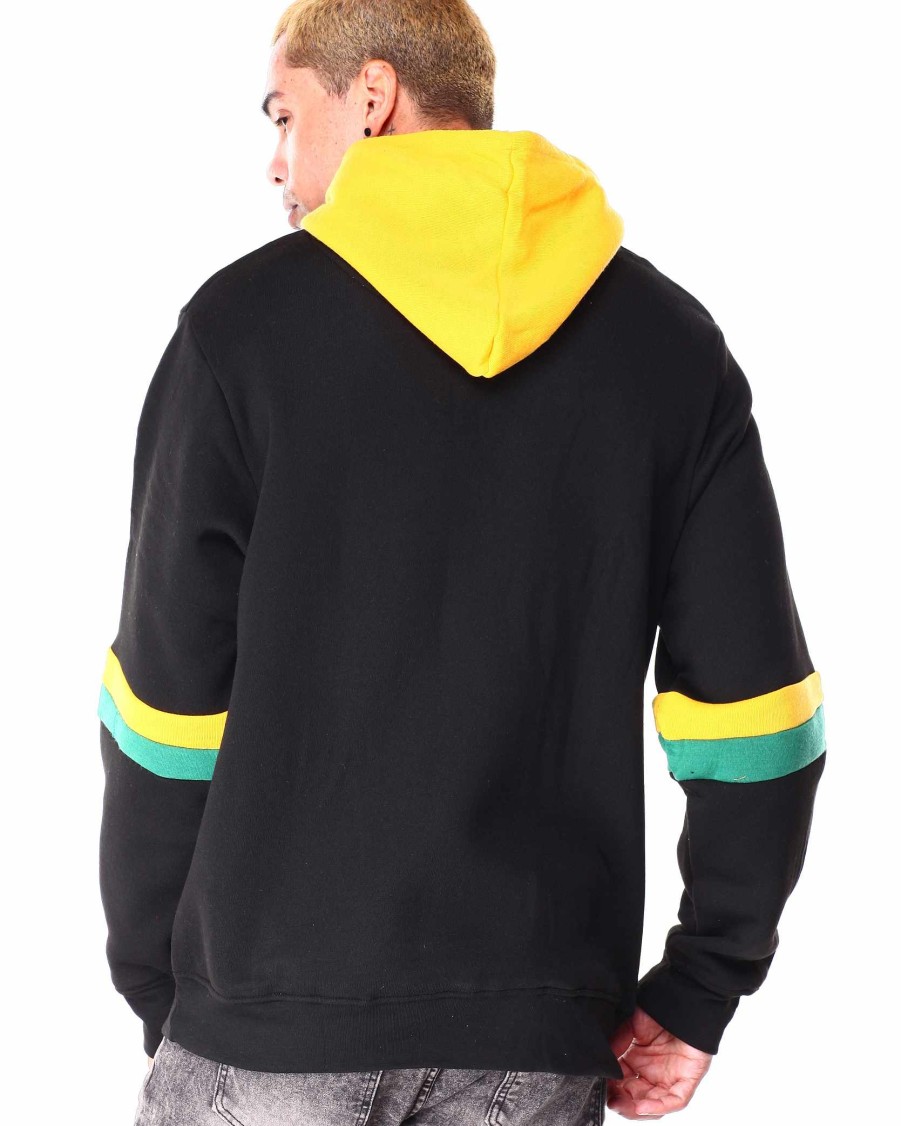 Men Rocawear | Cut & Sew Pullover Fleece Hoodie Black